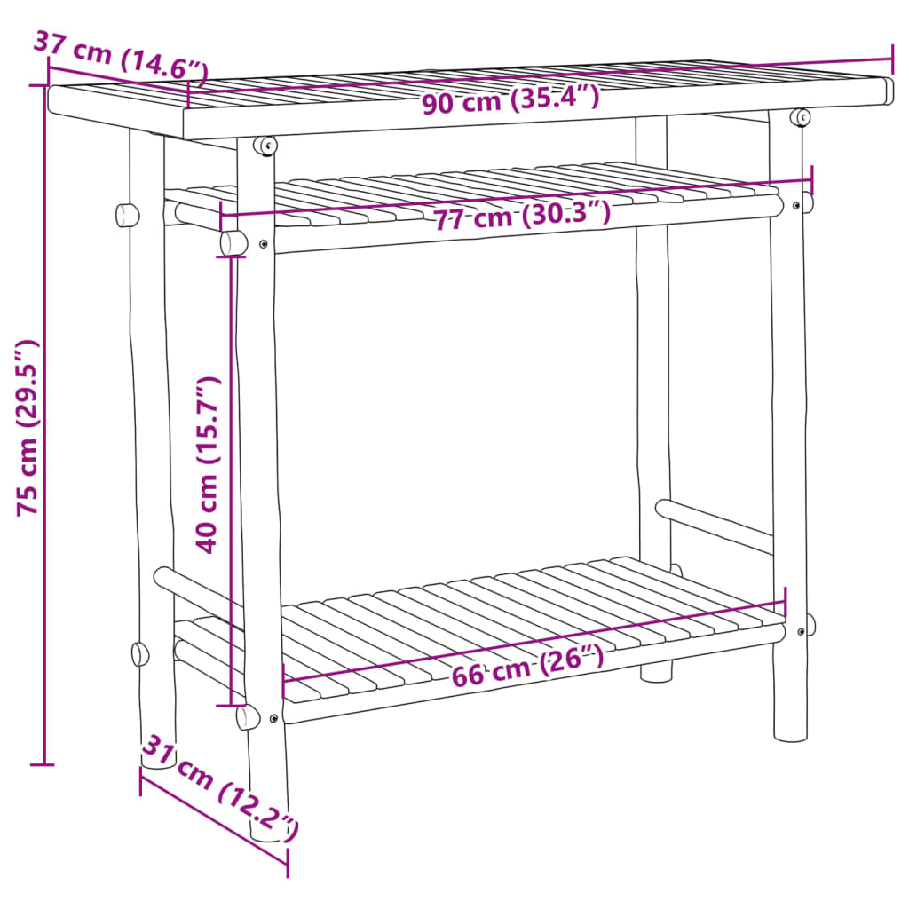 Wandtafel 90x37x75 cm bamboe