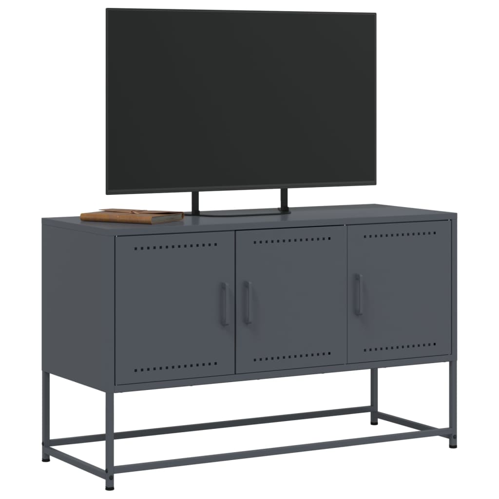 Tv-meubel 100,5x39x60,5 cm staal antracietkleurig