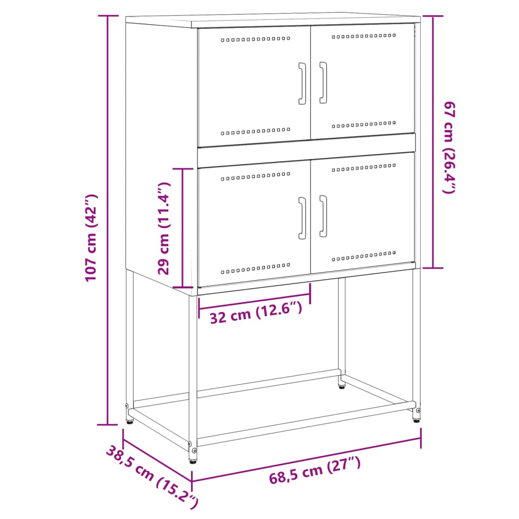 Dressoir 68,5x38,5x107 cm staal antracietkleurig