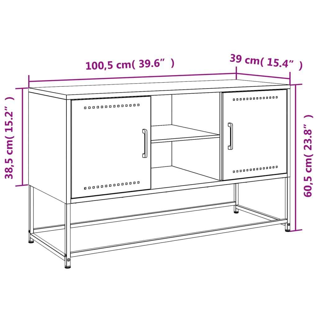 Tv-meubel 100,5x39x60,5 cm staal zwart