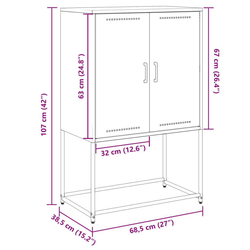 Tv-meubel 68x39x60,5 cm staal olijfgroen