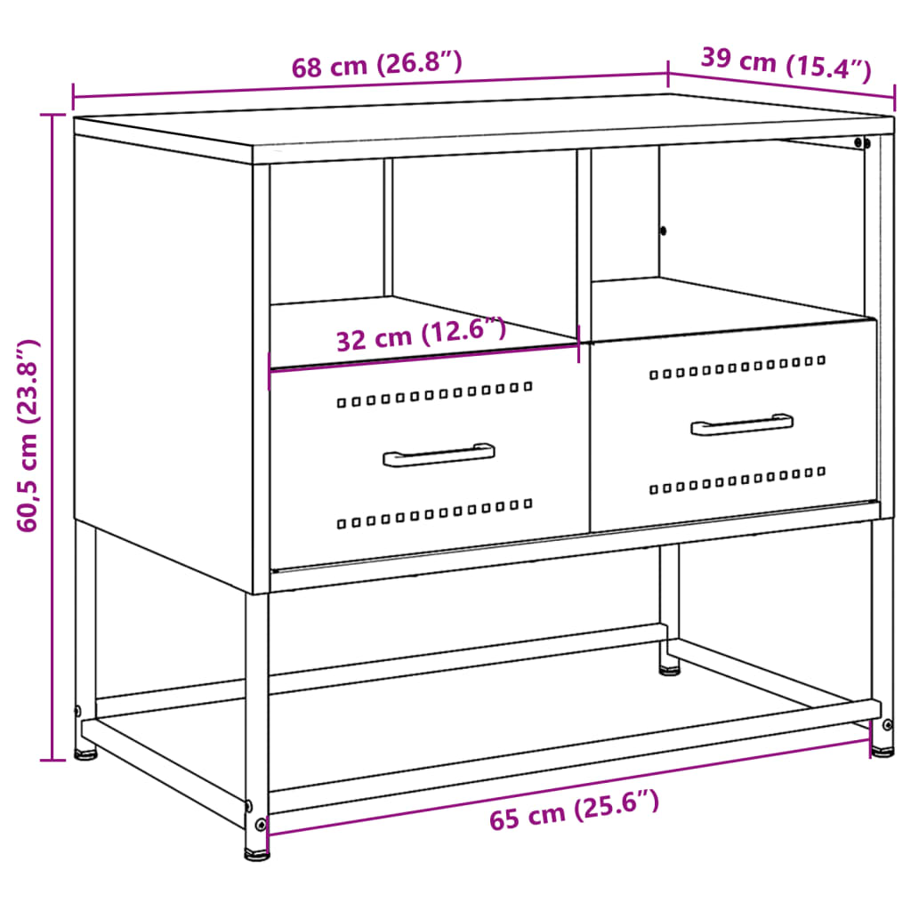 Tv-meubel 68x39x60,5 cm staal mosterdgeel