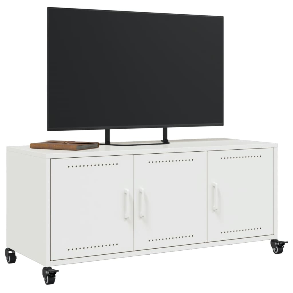 Tv-meubel 100,5x39x43,5 cm koudgewalst staal wit