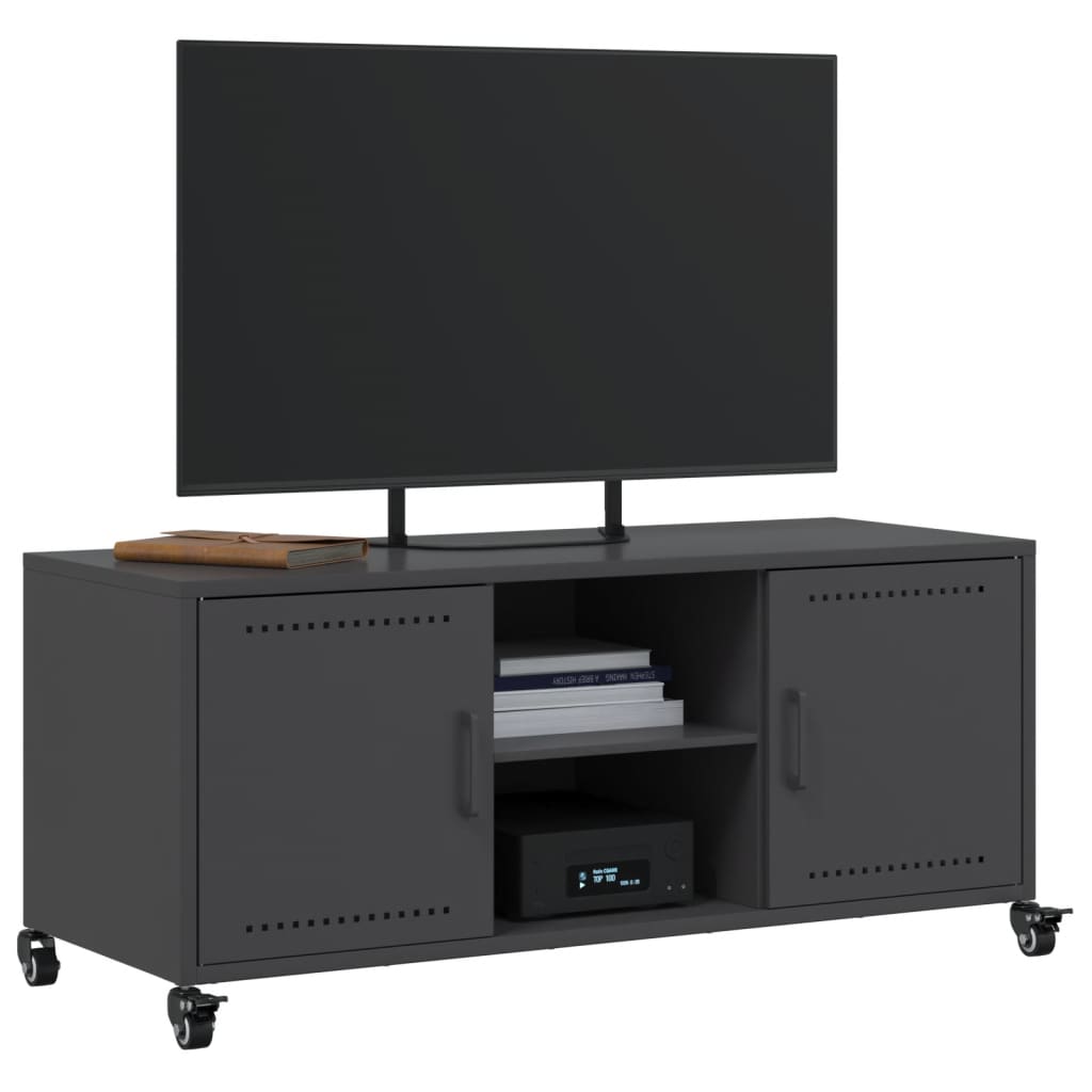 Tv-meubel 100,5x39x43,5 cm koudgewalst staal zwart