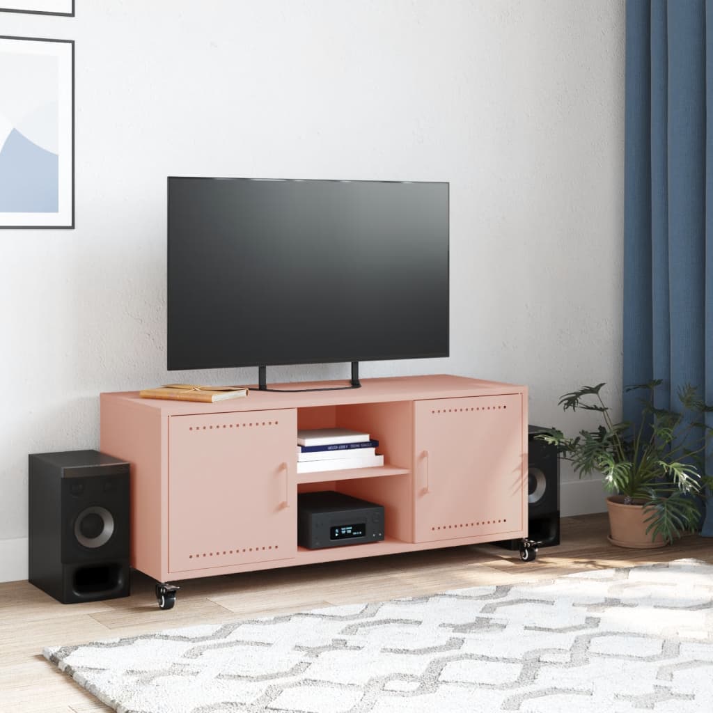 Tv-meubel 100,5x39x43,5 cm koudgewalst staal roze