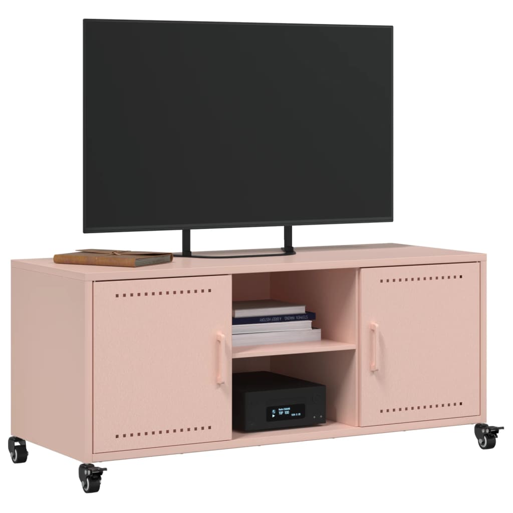 Tv-meubel 100,5x39x43,5 cm koudgewalst staal roze