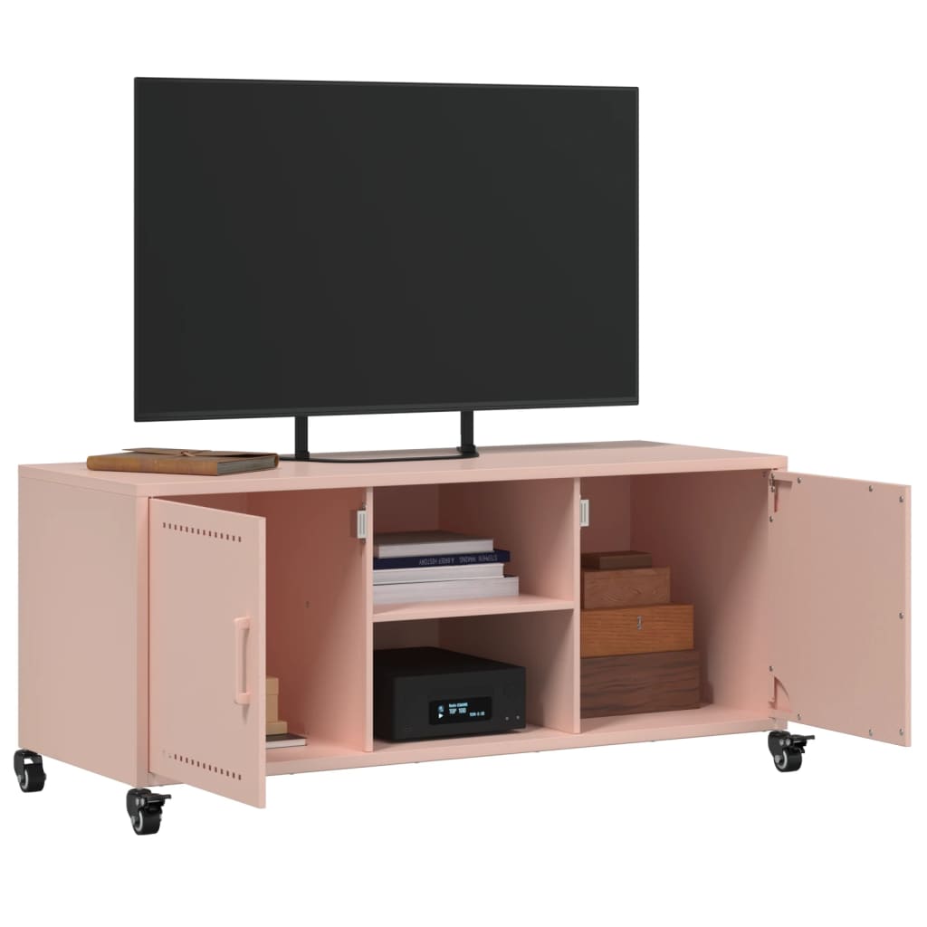 Tv-meubel 100,5x39x43,5 cm koudgewalst staal roze