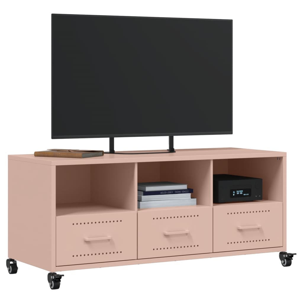 Tv-meubel 100,5x39x43,5 cm koudgewalst staal roze