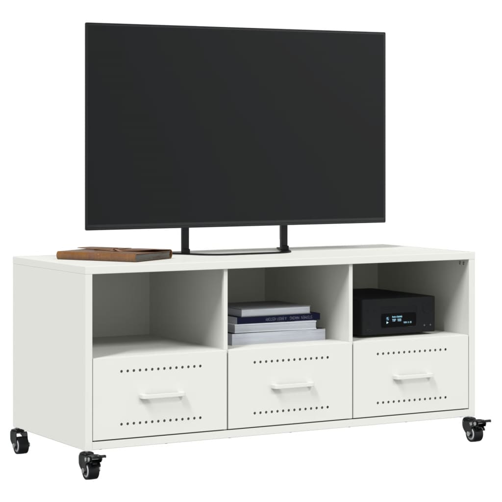 Tv-meubel 100,5x39x43,5 cm koudgewalst staal wit