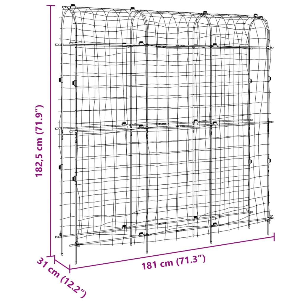 Plantenklimrek U-vorm 181x31x182,5 cm staal