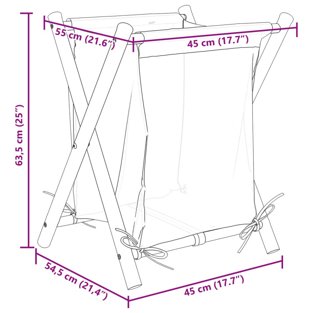 Wasmand 45x55x63,5 cm bamboe crèmewit