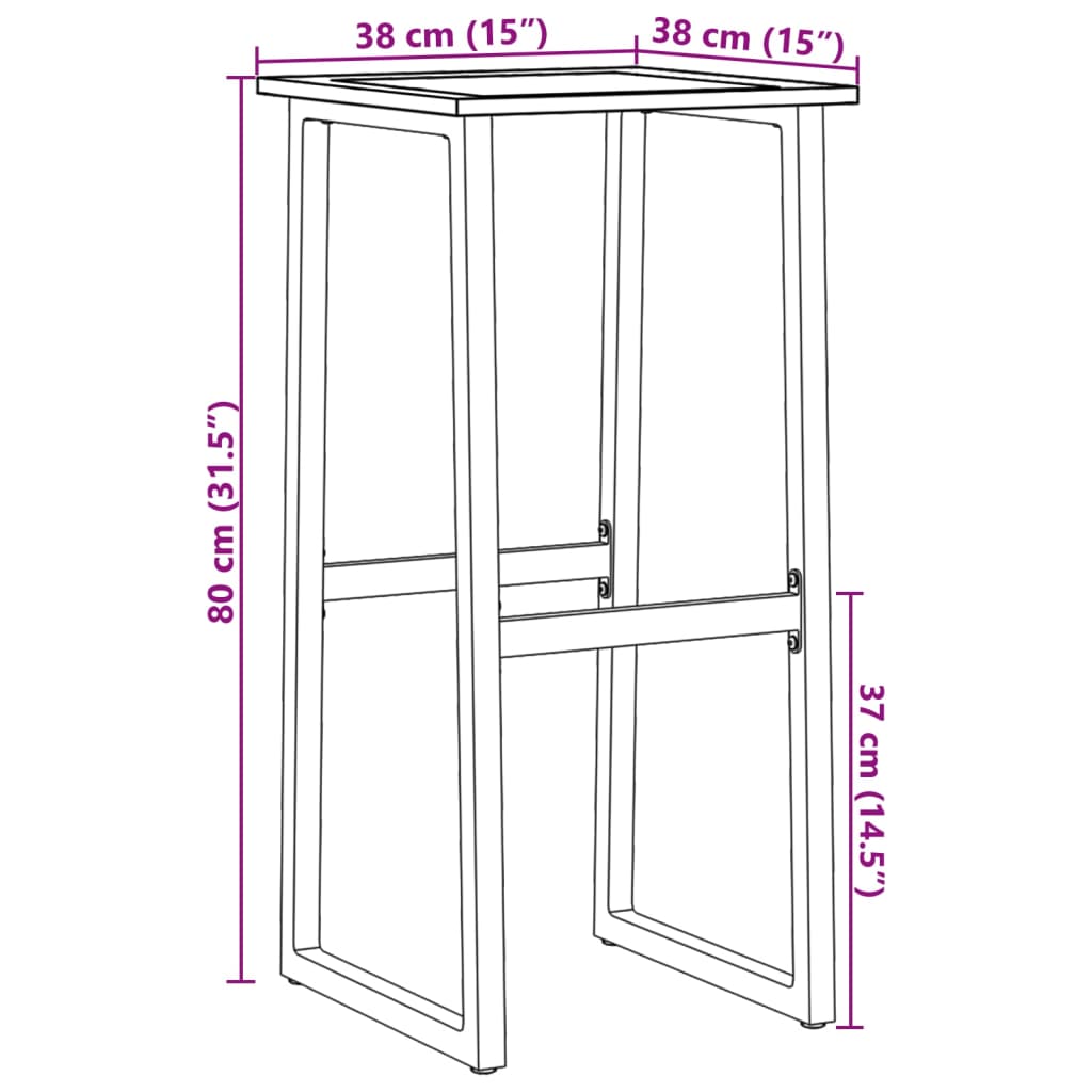 Barkrukken 2 st 38x38x80 cm gepoedercoat staal zwart