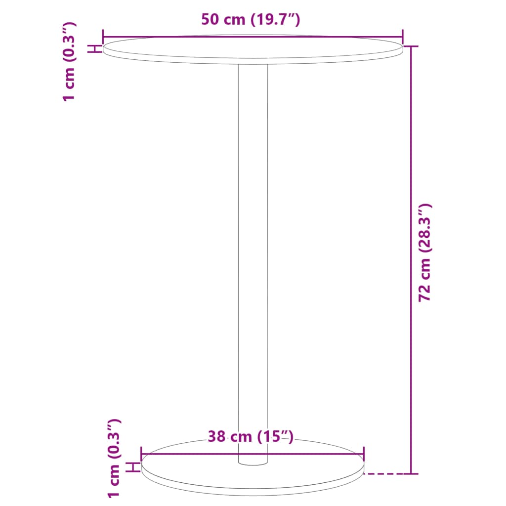 Tuintafel rond Ø50x72 cm staal zwart