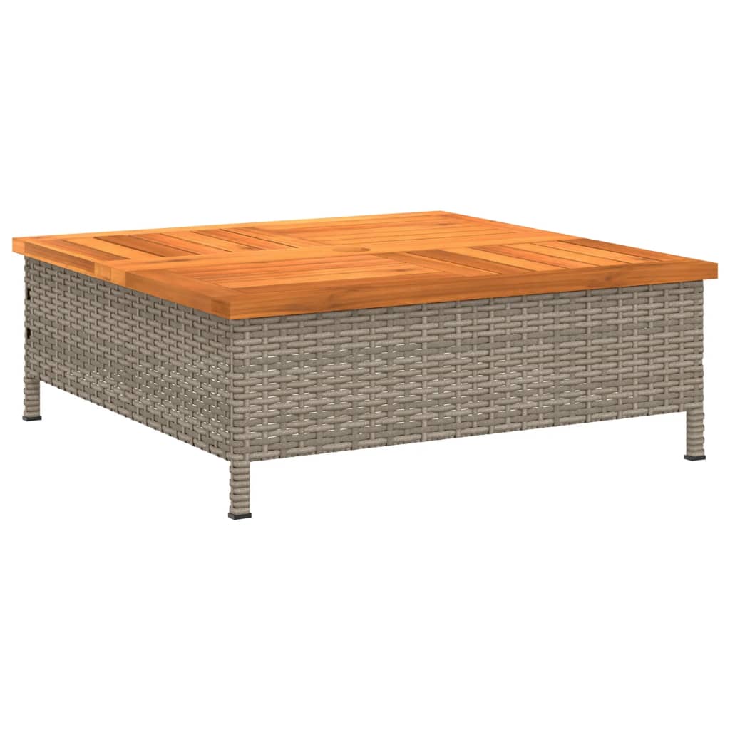 Tuintafel 70X70X25 Cm Poly Rattan En Acaciahout Grijs