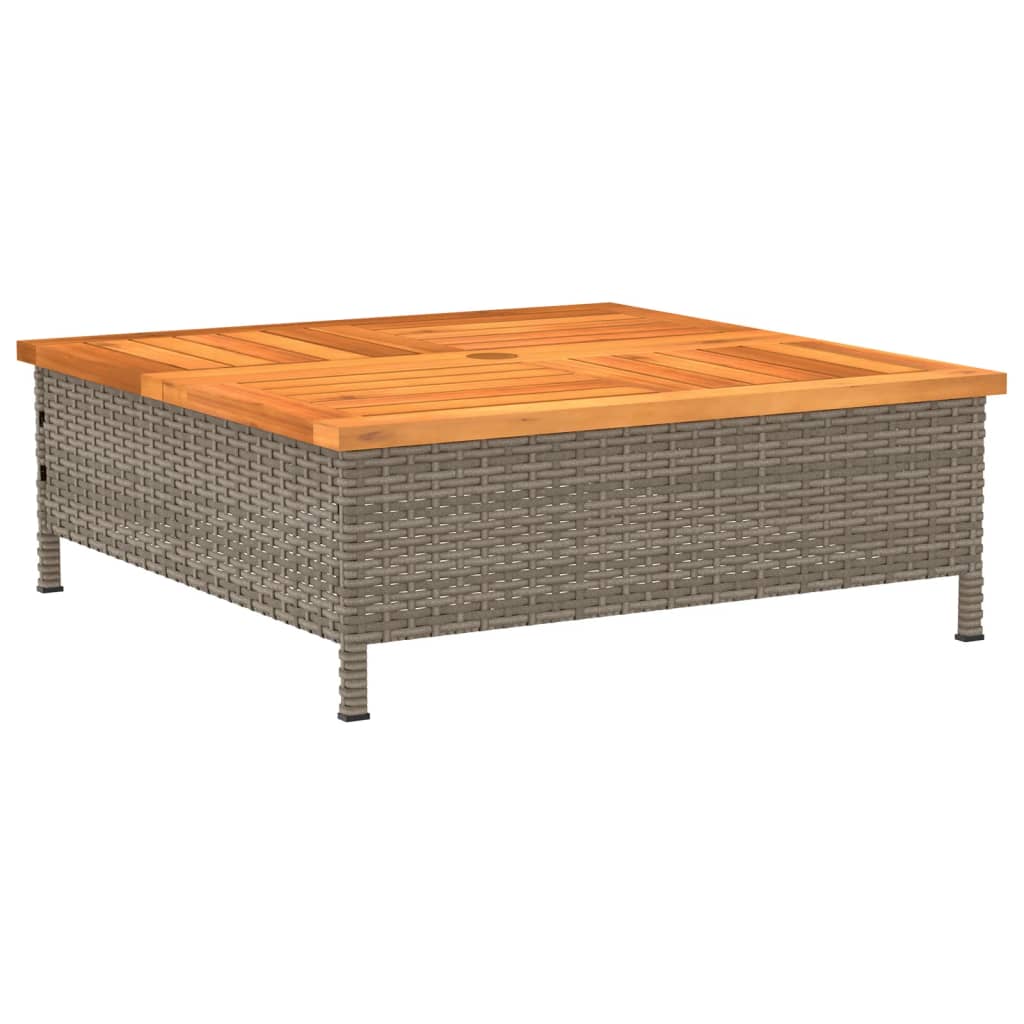 Tuintafel 70X70X25 Cm Poly Rattan En Acaciahout Grijs