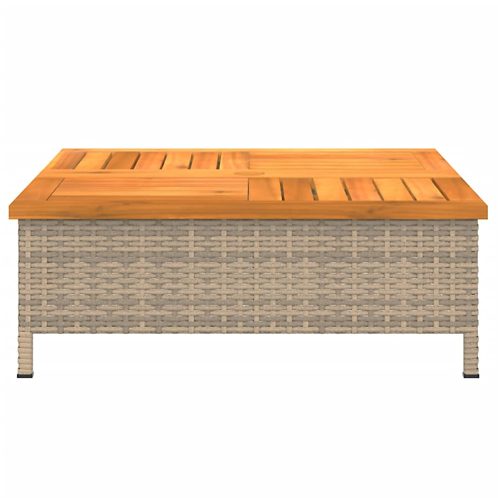 Tuintafel 70X70X25 Cm Poly Rattan En Acaciahout Beige