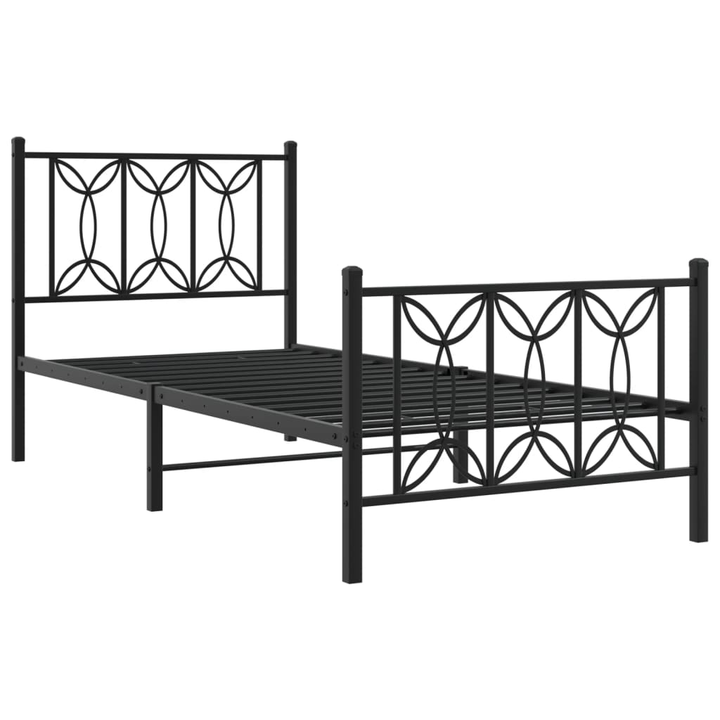 Bedframe met hoofd- en voeteneinde metaal zwart 90x200 cm