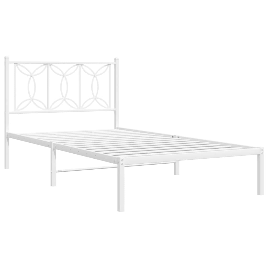 Bedframe met hoofdbord metaal wit 100x200 cm