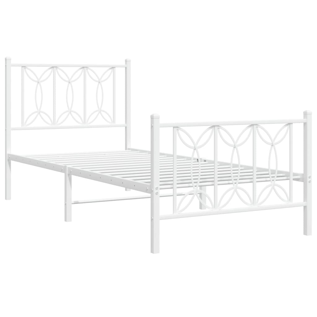 Bedframe met hoofd- en voeteneinde metaal wit 90x190 cm