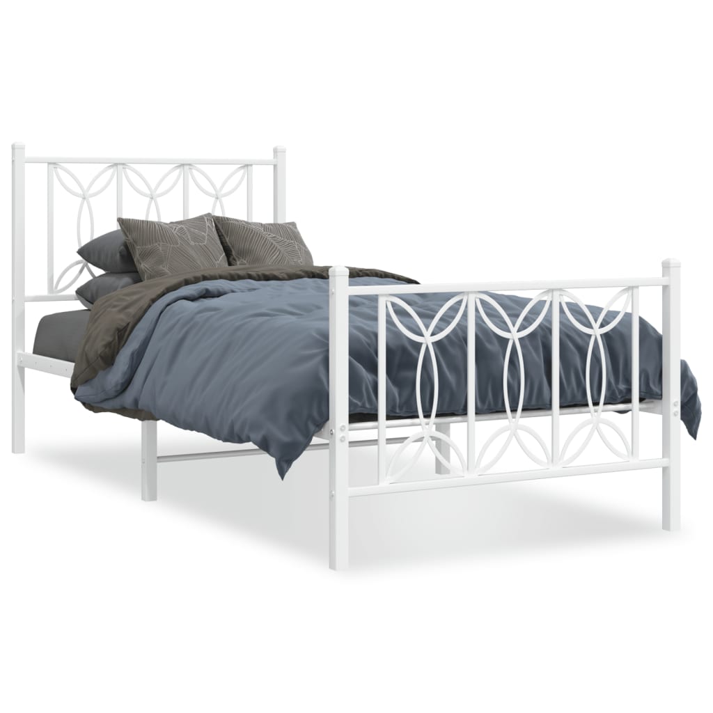 Bedframe met hoofd- en voeteneinde metaal wit 90x190 cm