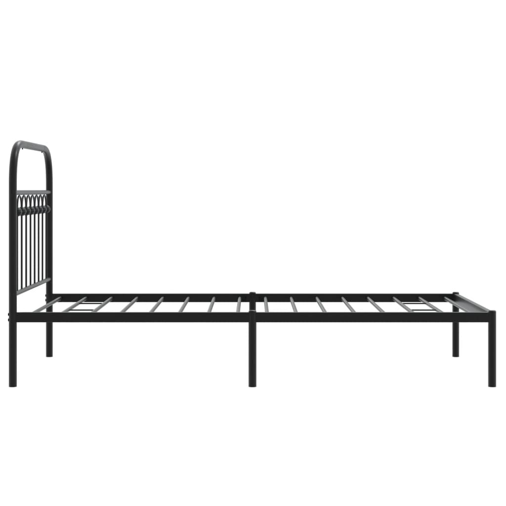 Bedframe met hoofdbord metaal zwart 90x200 cm