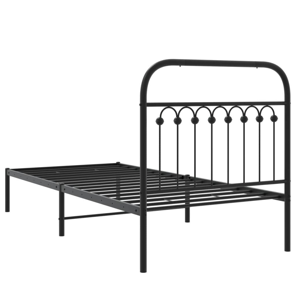 Bedframe met hoofdbord metaal zwart 90x200 cm