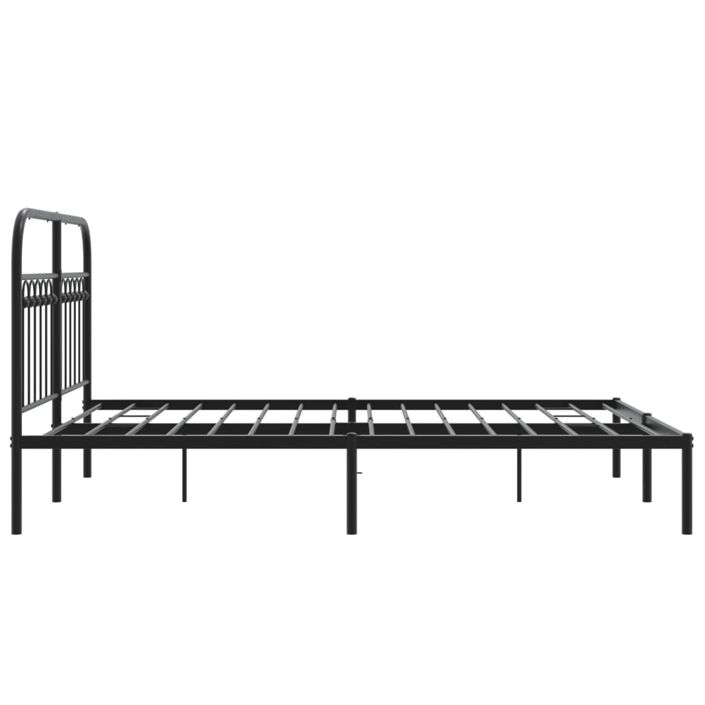 Bedframe met hoofdbord metaal zwart 140x200 cm