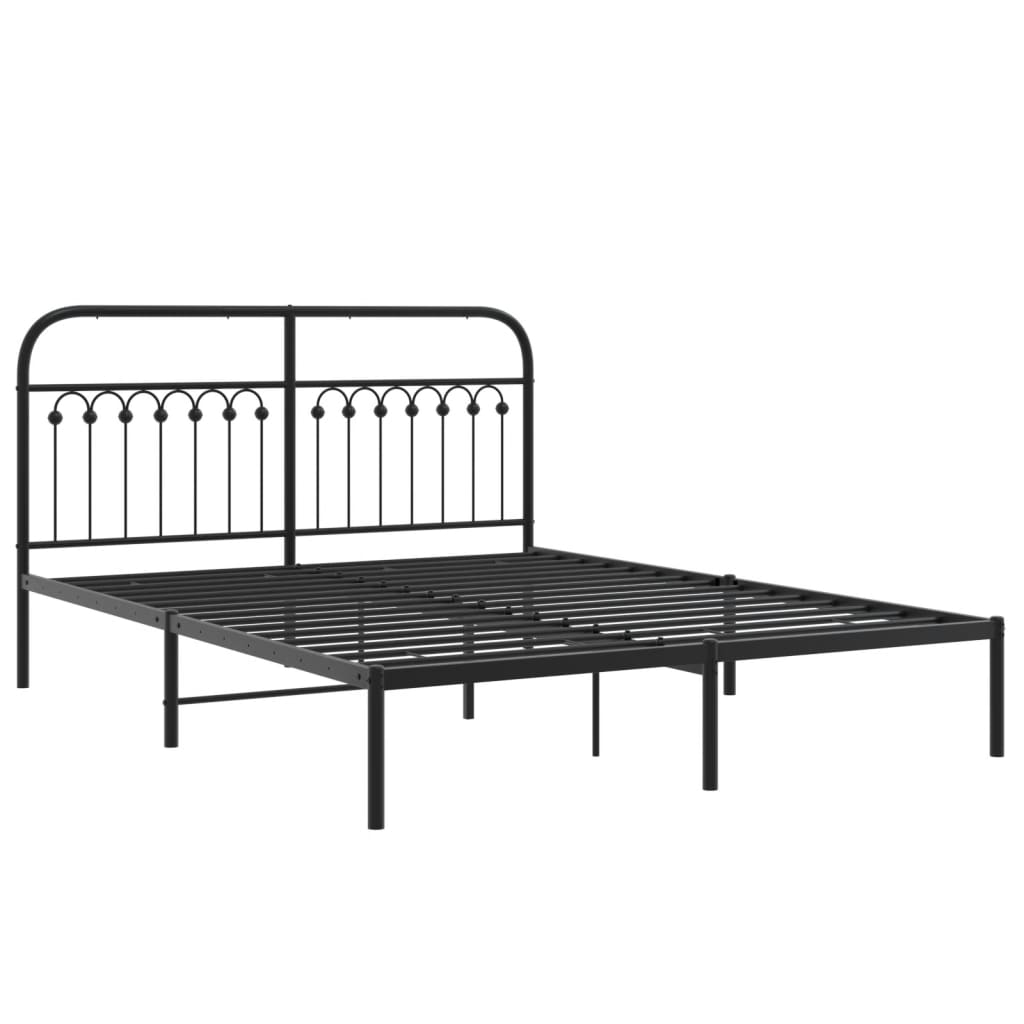 Bedframe met hoofdbord metaal zwart 160x200 cm