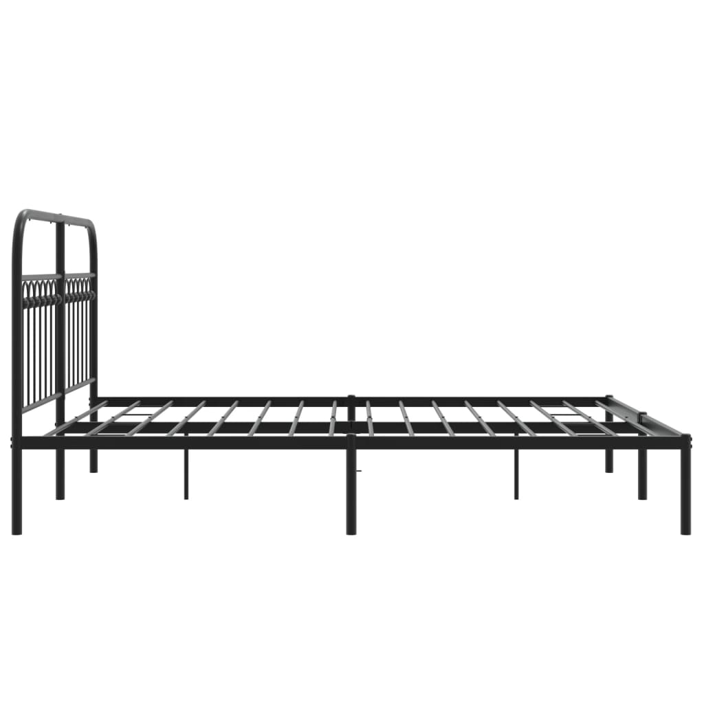 Bedframe met hoofdbord metaal zwart 160x200 cm