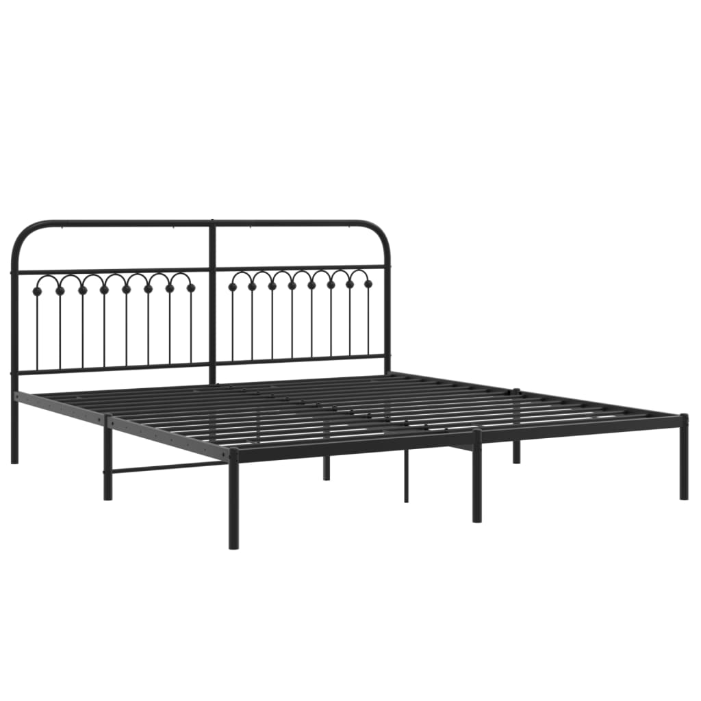 Bedframe met hoofdbord metaal zwart 183x213 cm