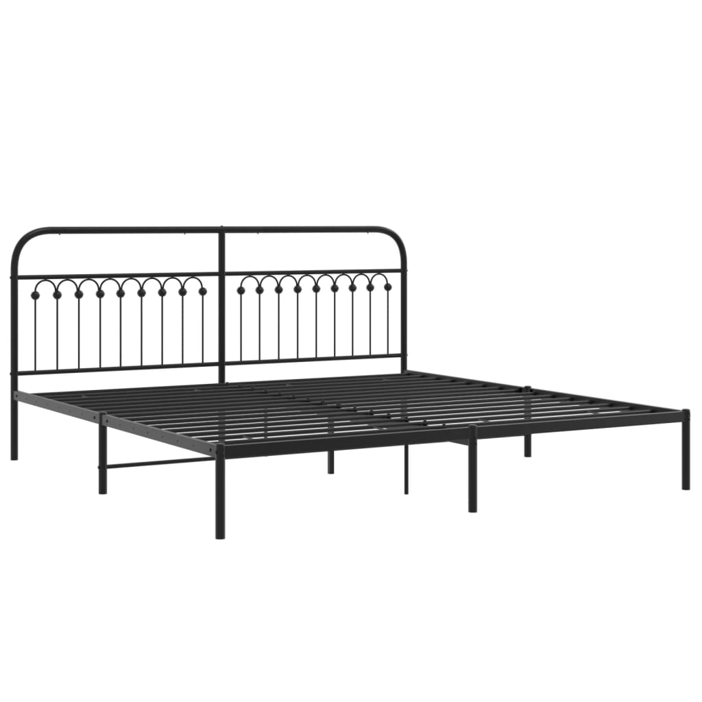 Bedframe met hoofdbord metaal zwart 200x200 cm