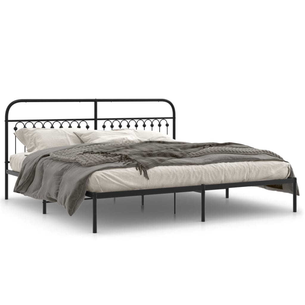 Bedframe met hoofdbord metaal zwart 200x200 cm