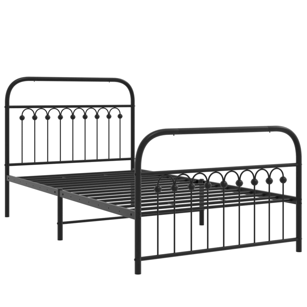 Bedframe met hoofd- en voeteneinde metaal zwart 100x190 cm