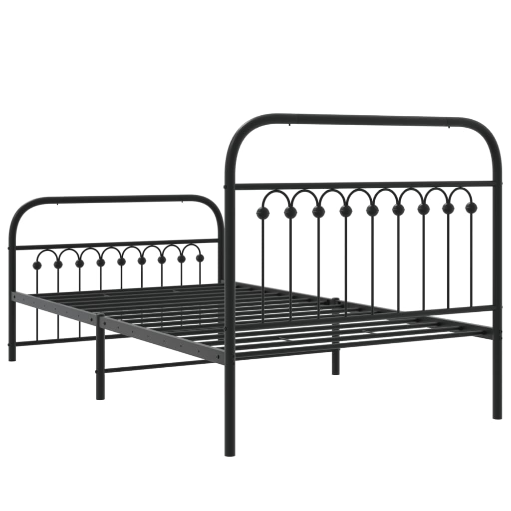 Bedframe met hoofd- en voeteneinde metaal zwart 100x190 cm