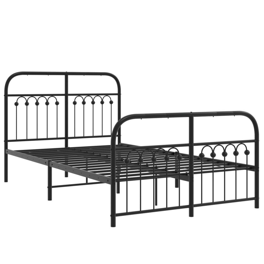 Bedframe met hoofd- en voeteneinde metaal zwart 120x190 cm