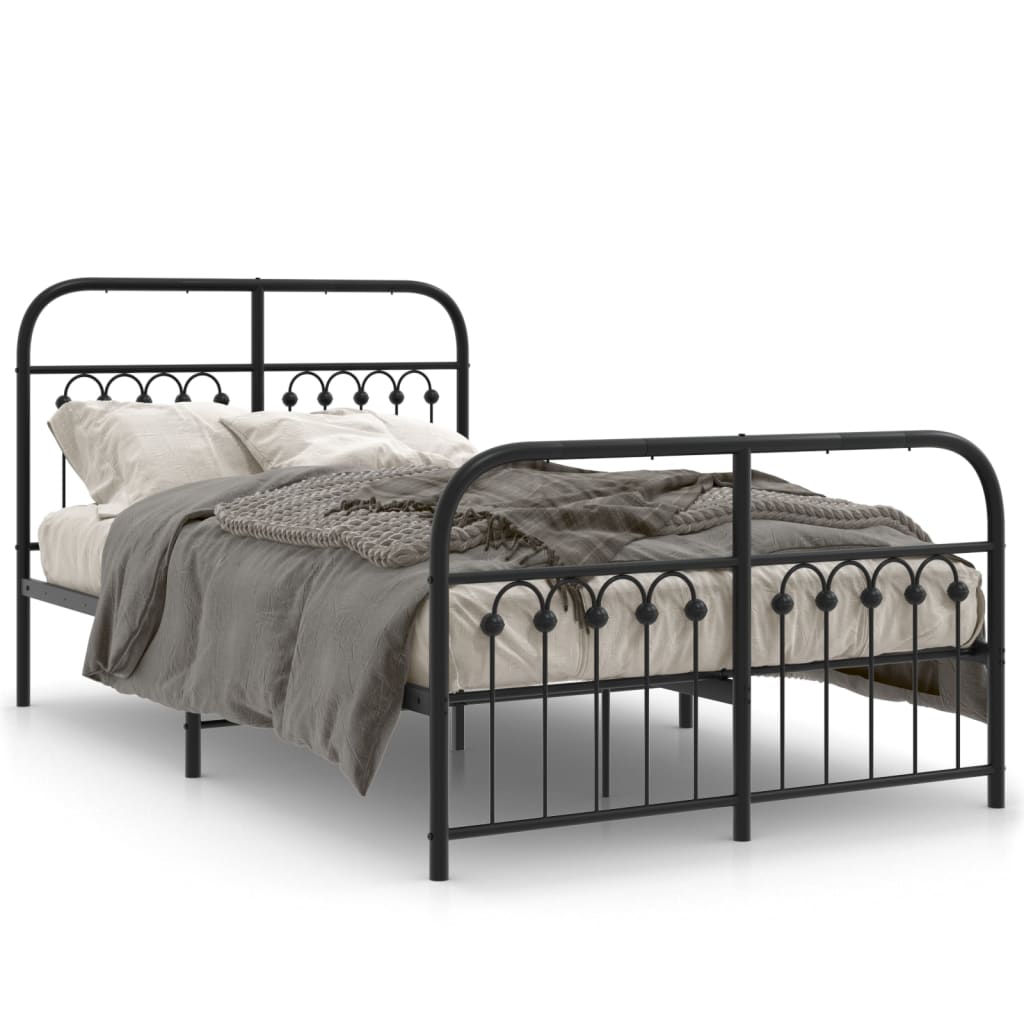 Bedframe met hoofd- en voeteneinde metaal zwart 120x190 cm