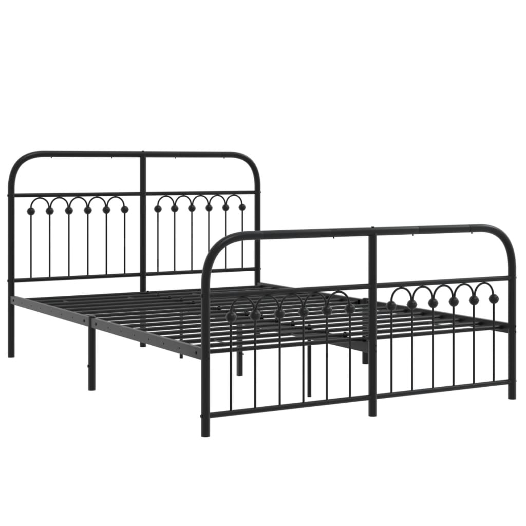 Bedframe met hoofd- en voeteneinde metaal zwart 140x190 cm