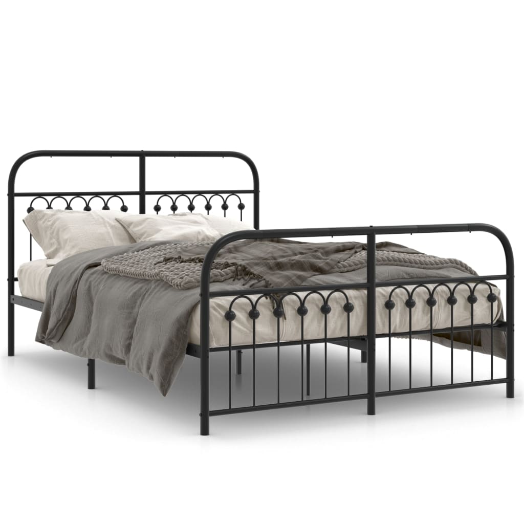 Bedframe met hoofd- en voeteneinde metaal zwart 140x190 cm