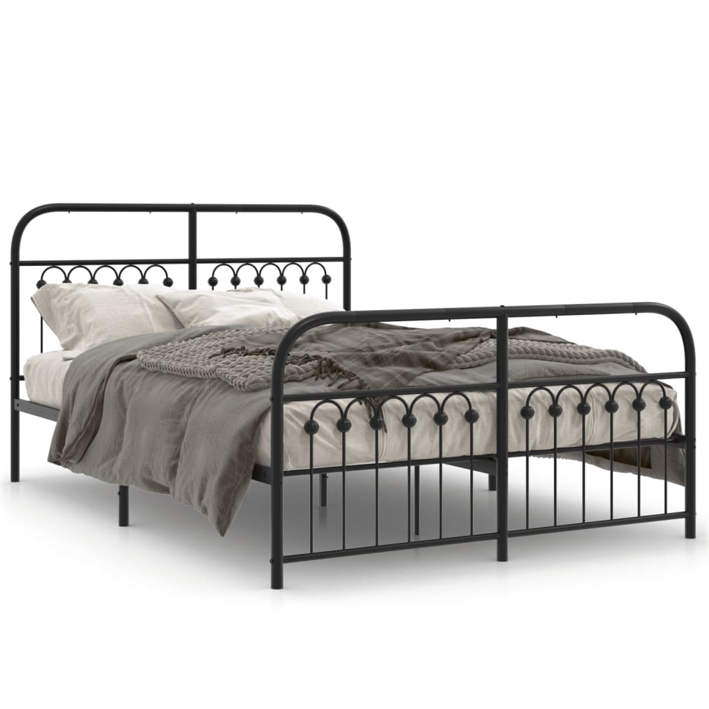 Bedframe met hoofd- en voeteneinde metaal zwart 140x200 cm