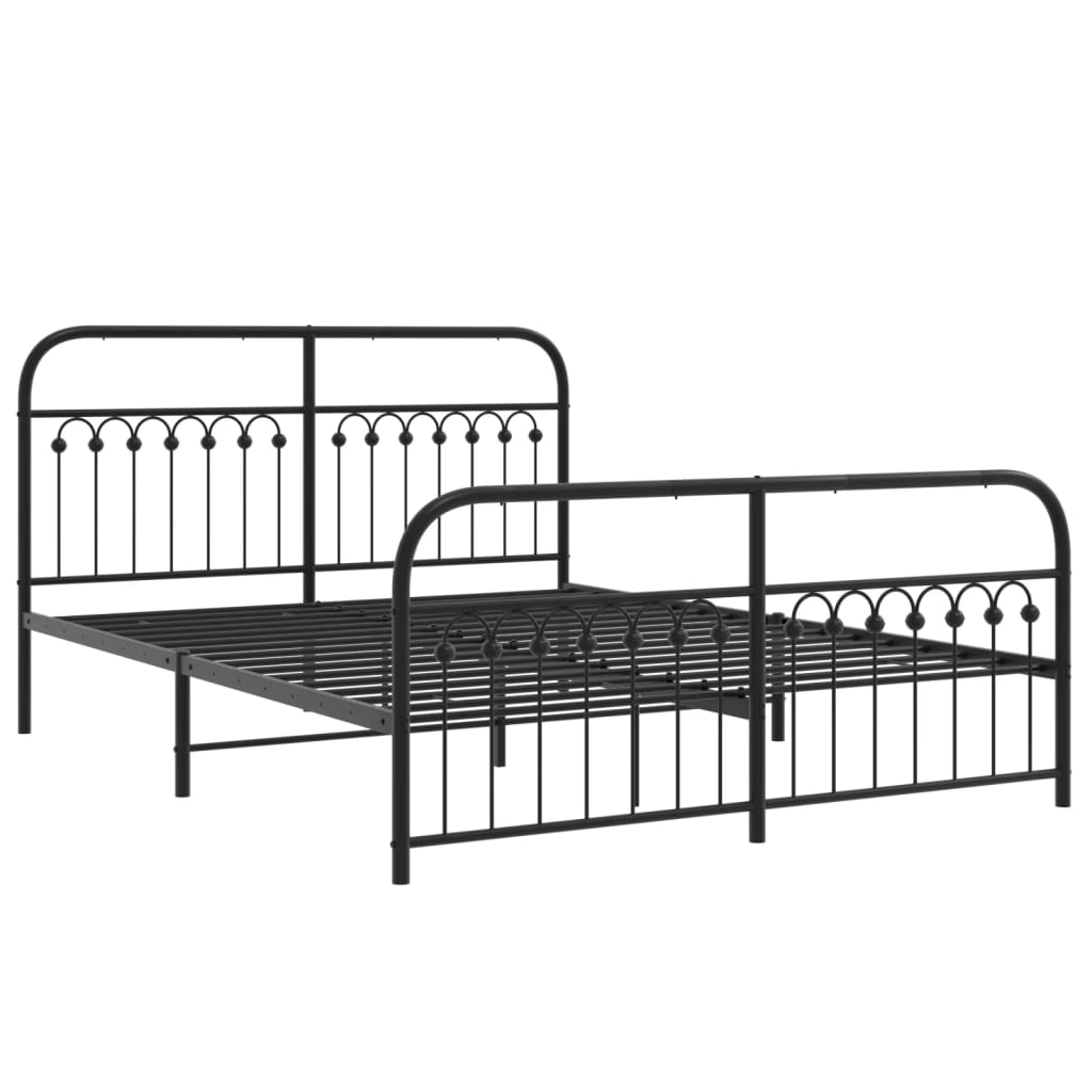 Bedframe met hoofd- en voeteneinde metaal zwart 150x200 cm