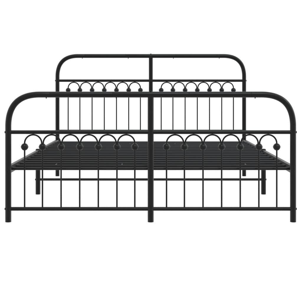 Bedframe met hoofd- en voeteneinde metaal zwart 150x200 cm