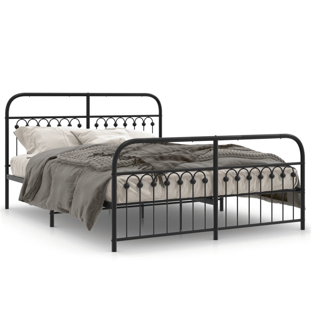 Bedframe met hoofd- en voeteneinde metaal zwart 150x200 cm