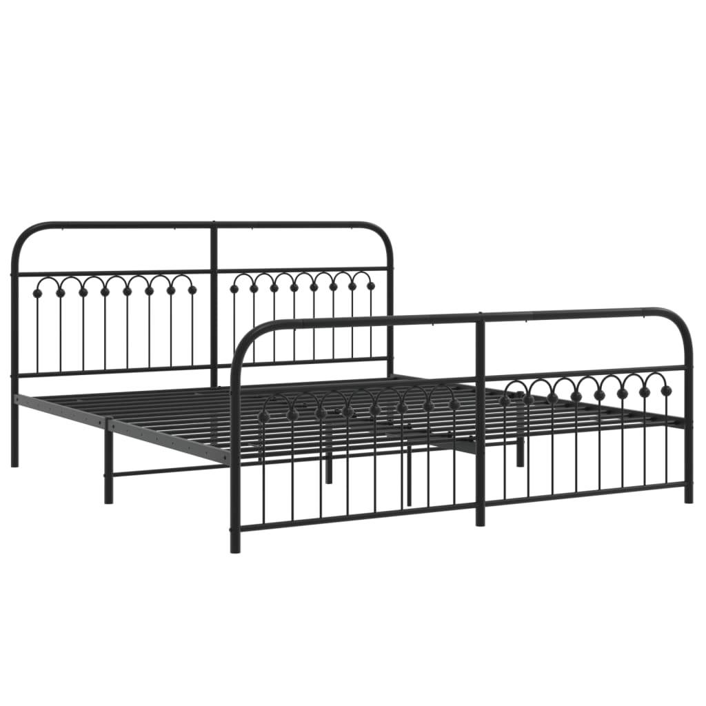 Bedframe met hoofd- en voeteneinde metaal zwart 183x203 cm