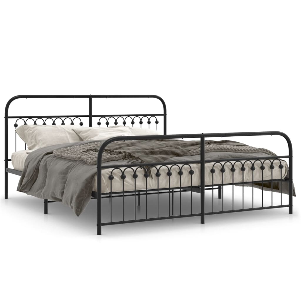 Bedframe met hoofd- en voeteneinde metaal zwart 183x203 cm