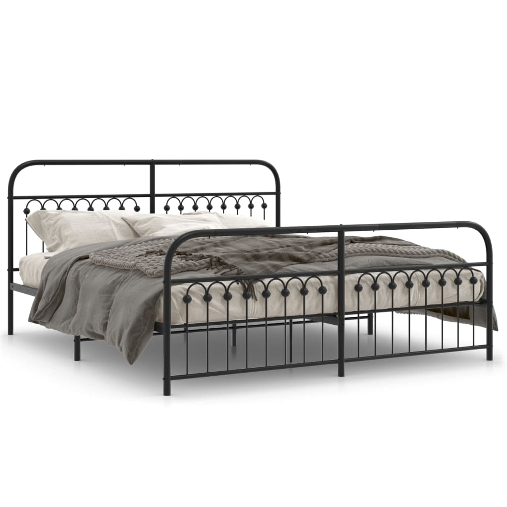 Bedframe met hoofd- en voeteneinde metaal zwart 183x213 cm