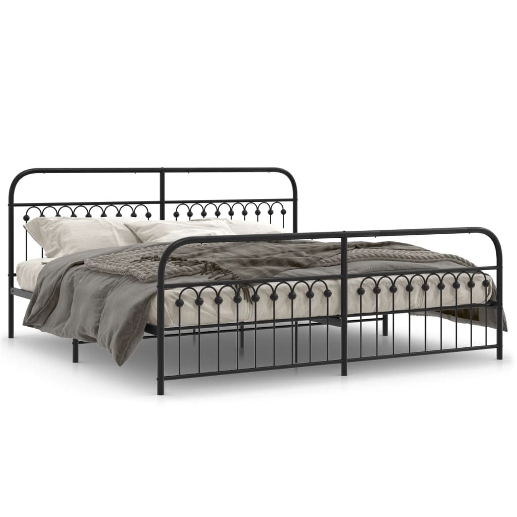 Bedframe met hoofd- en voeteneinde metaal zwart 193x203 cm