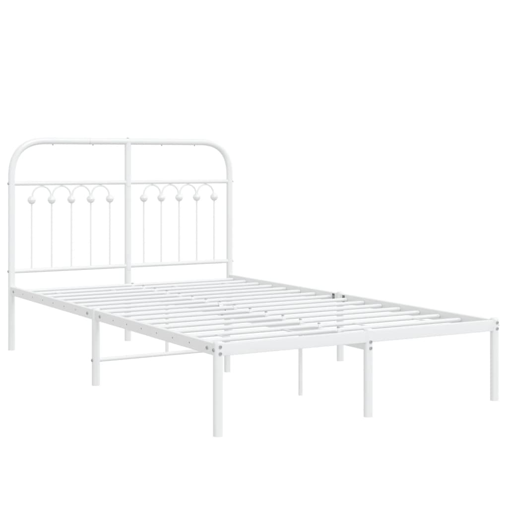 Bedframe met hoofdbord metaal wit 120x200 cm