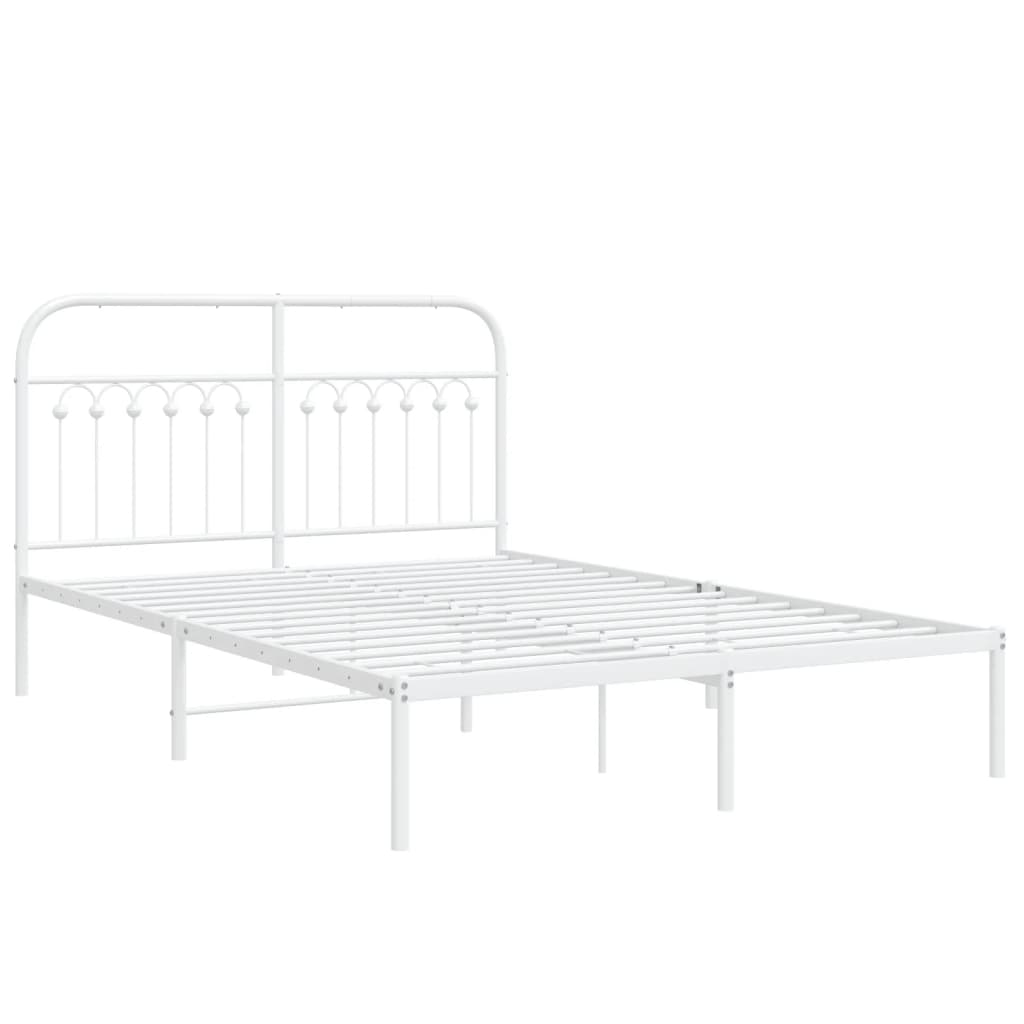 Bedframe met hoofdbord metaal wit 140x190 cm