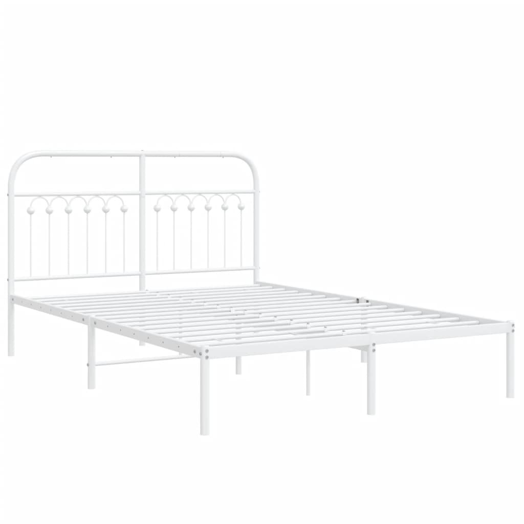 Bedframe met hoofdbord metaal wit 140x200 cm