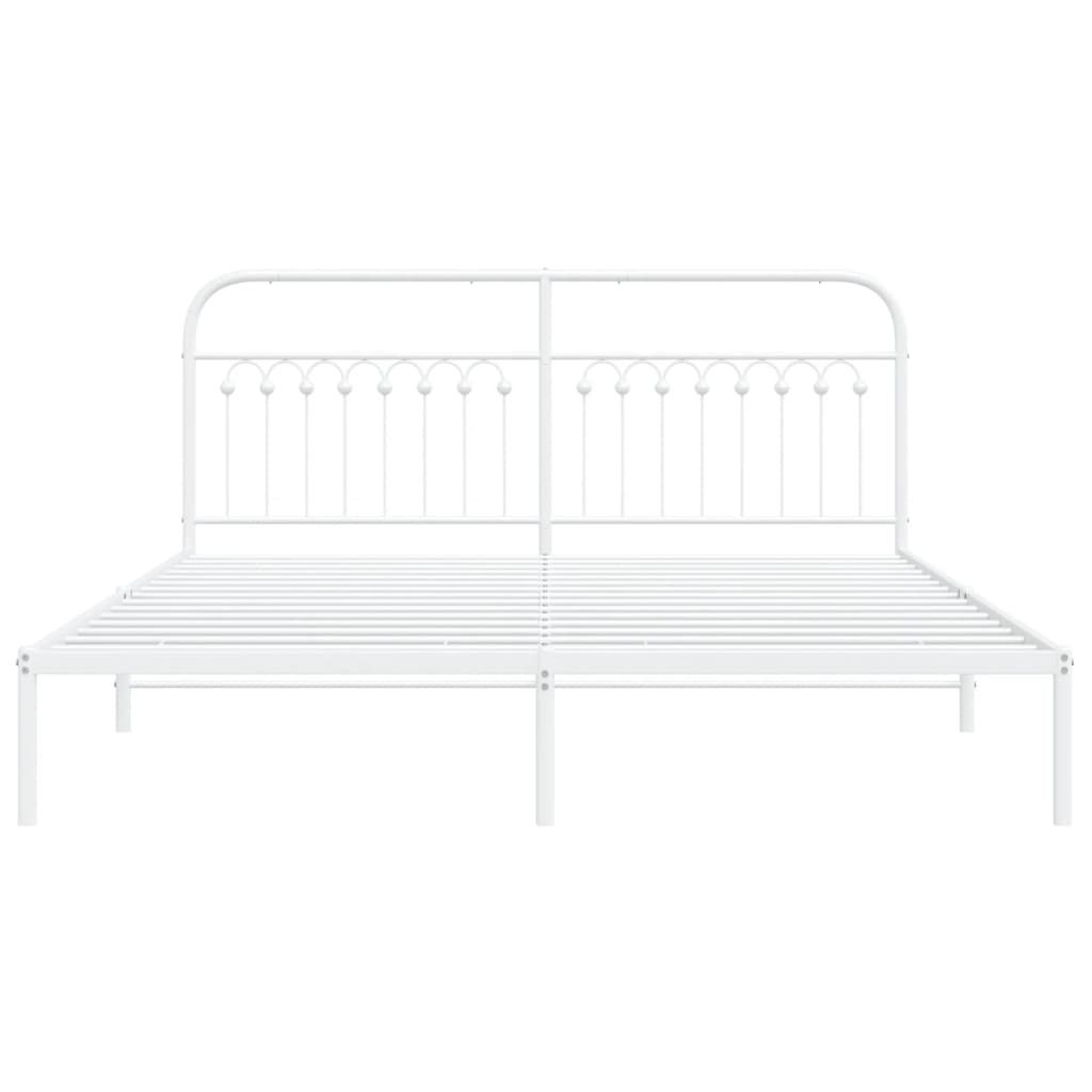 Bedframe met hoofdbord metaal wit 183x203 cm